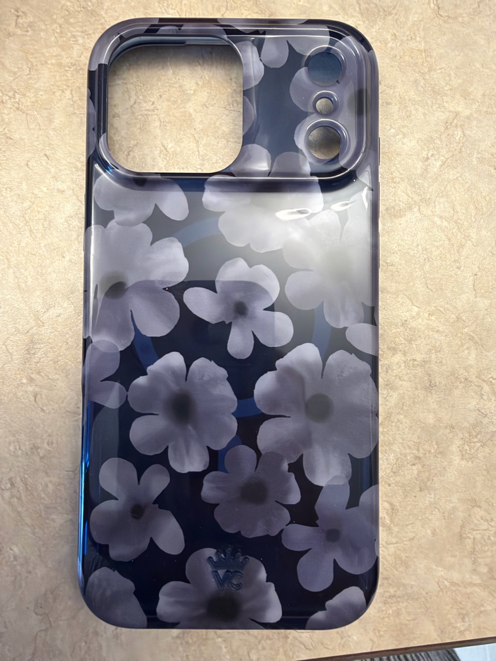 Floral Pattern Navy Blue iPhone 17 Pro Max Case - Protective Design